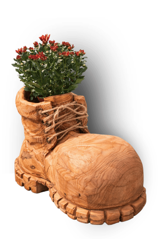 Garten Schuh Holztopf Geschnitzt